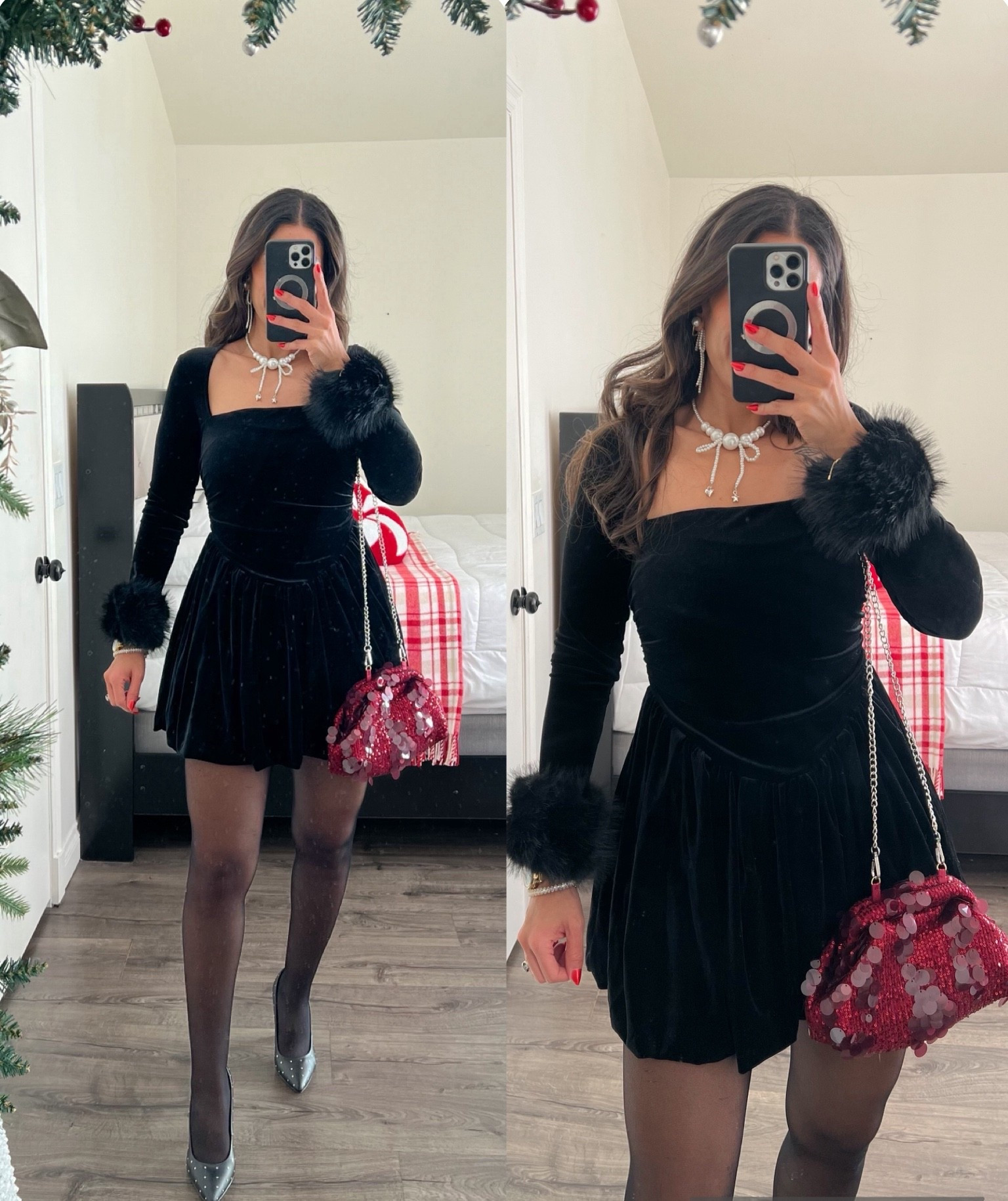 Last minute holiday outfit idea to get in time. Love this velvet dress. I added fur cuffs. Wearing size small 

#LTKHoliday #LTKootd #LTKFindsUnder50