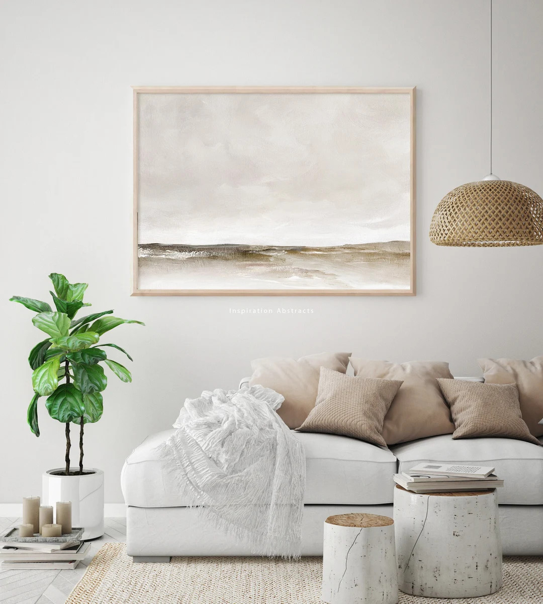 Calming Landscape Painting, 30x40 Wall Art, Neutral Landscape, Light Brown Aesthetic, Acrylic Pai... | Etsy (CAD)