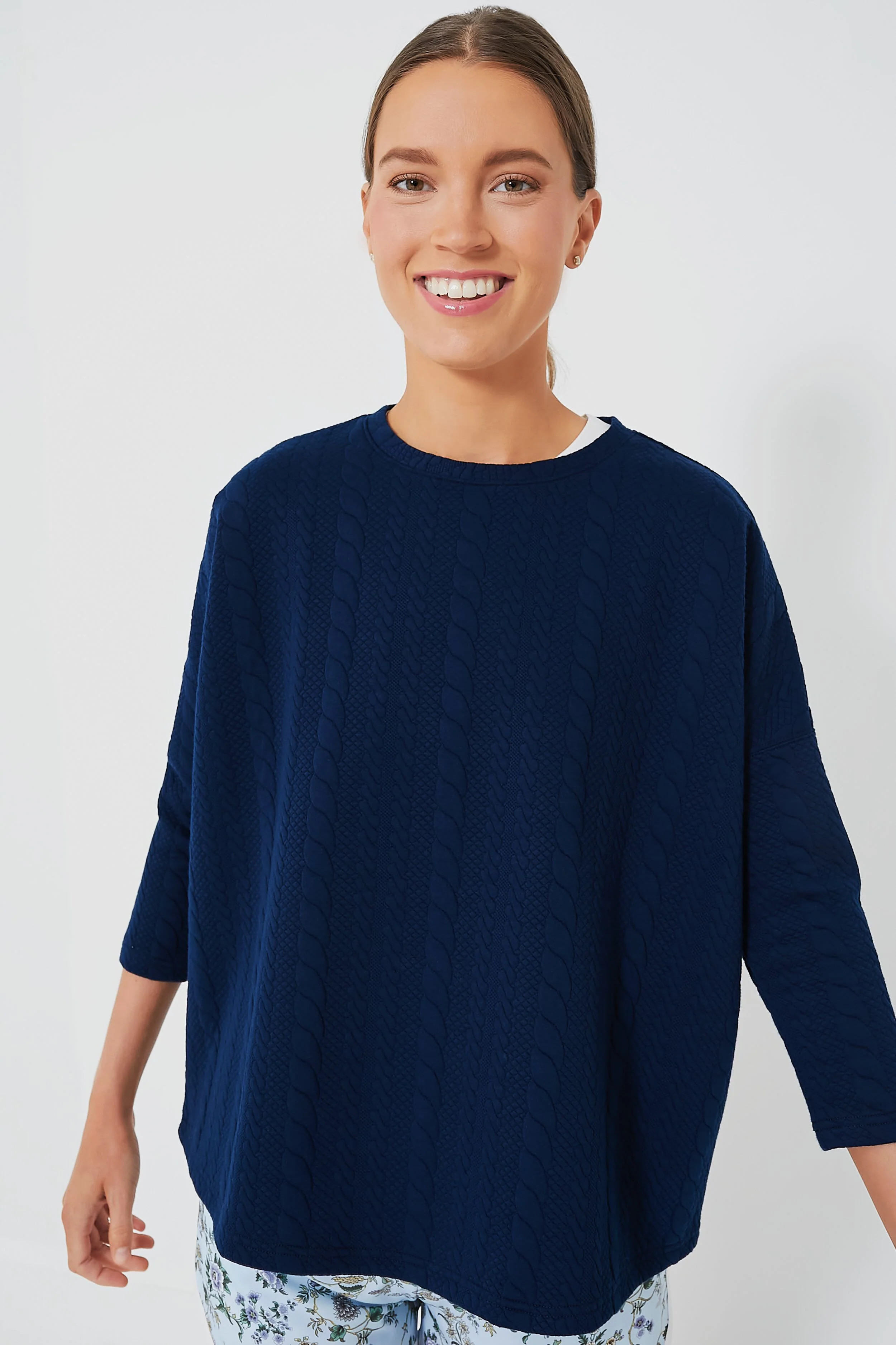 Navy Cable Ally Swing Sweatshirt | Tuckernuck (US)