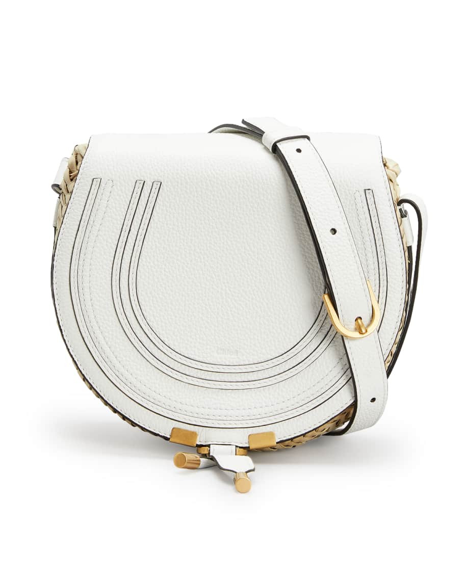 Chloe Marcie Mini Saddle Raffia Crossbody Bag | Neiman Marcus