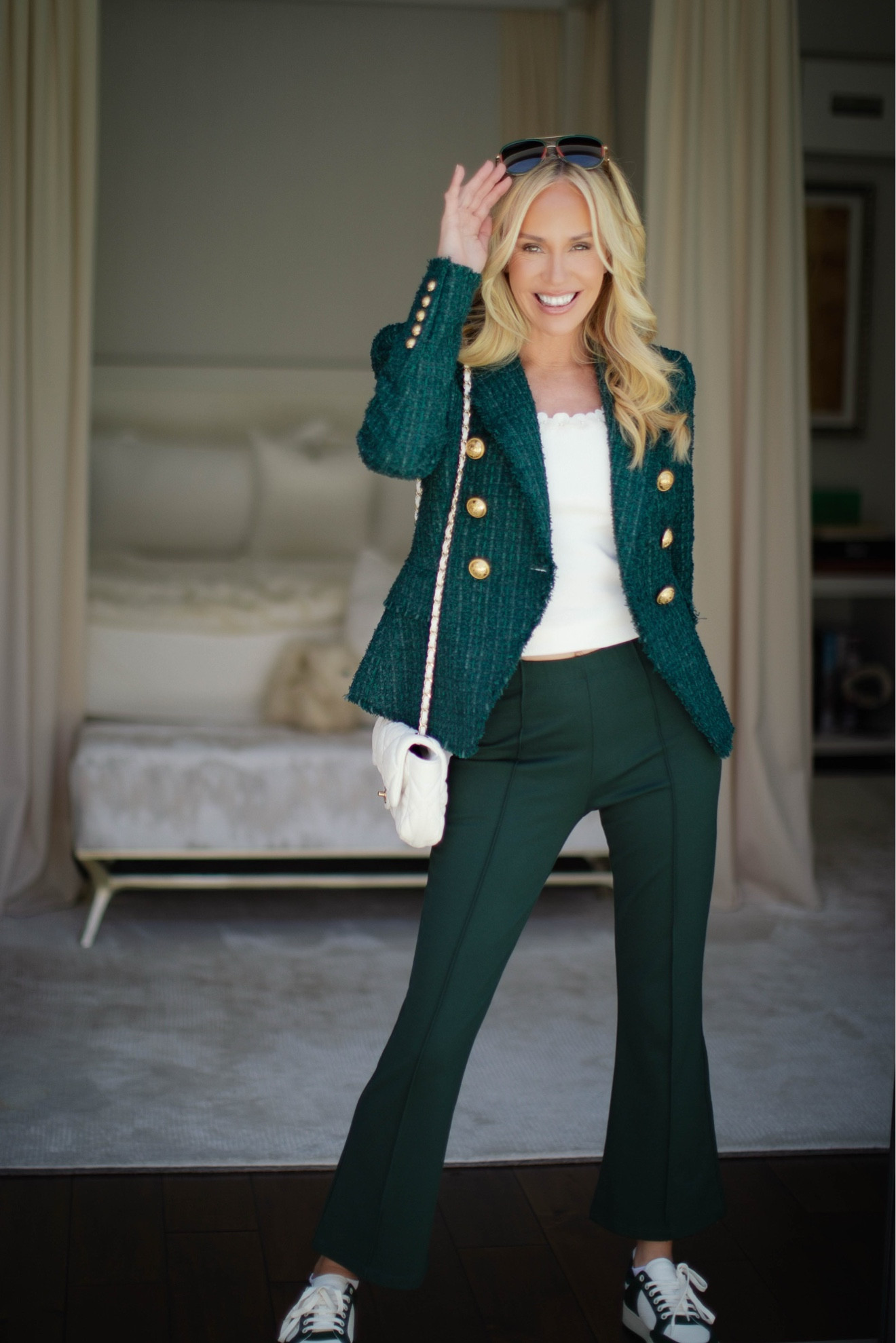 Loving this Balmain jacket paired with my green and white Saint Laurent sneakers. 

#LTKSeasonal #LTKover40 #LTKshoecrush