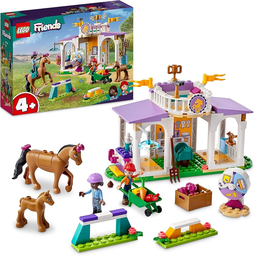 LEGO Friends Riding School Set with 2 Toy Horses, Aliya and Mia Mini Dolls, Riding Stable and Hor... | Amazon (US)