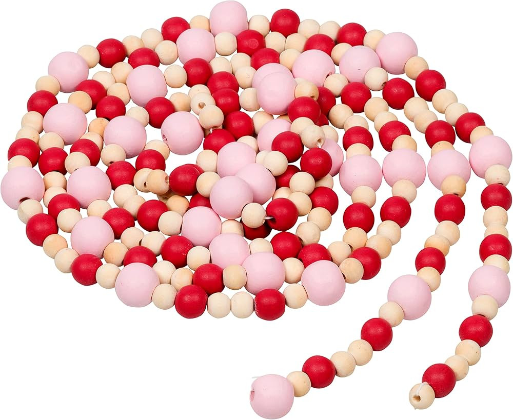 One Holiday Way 9-Foot Rustic Red Pink and Unfinished Valentines Day Wood Bead Garland Christmas ... | Amazon (US)