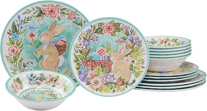 Certified International Joy Of Easter 12 Piece Melamine Dinnerware Set, Service For 4 Multicolor | Amazon (US)