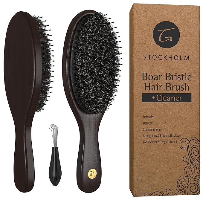 Hair Brush for Men and Women - Premium Boar Hairbrush with Detangling Nylon Pins for Optimally Ge... | Amazon (US)