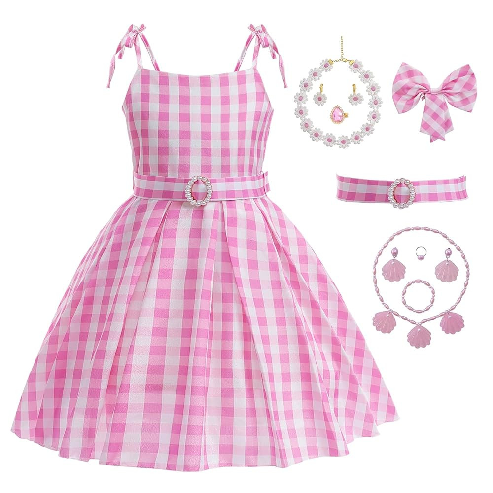 Girls Pink Costume Dress Movie Cosplay Dress Up Kids Outfits Halloween Birthday Party | Amazon (US)