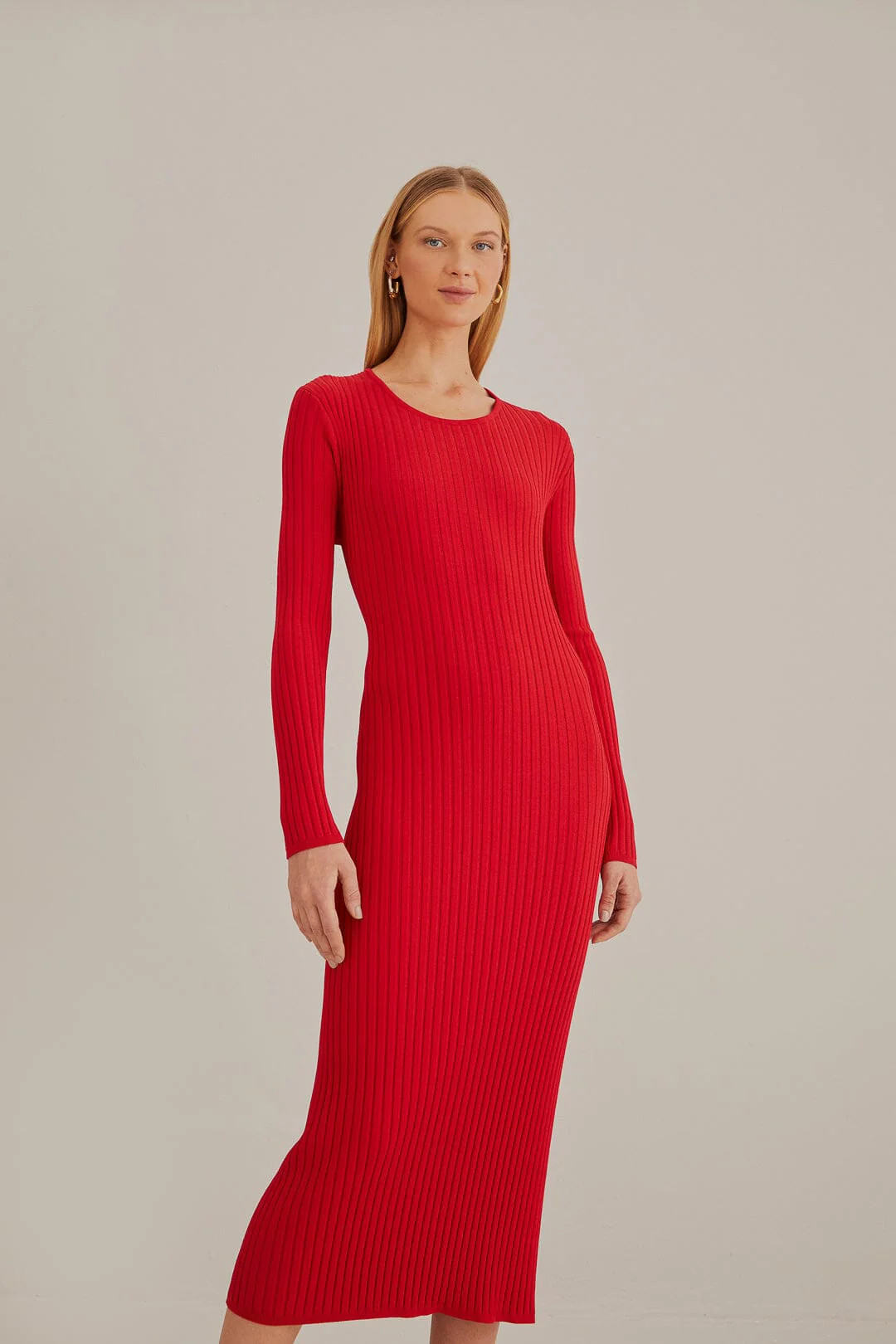 Red Knit Midi Dress | FarmRio (US)