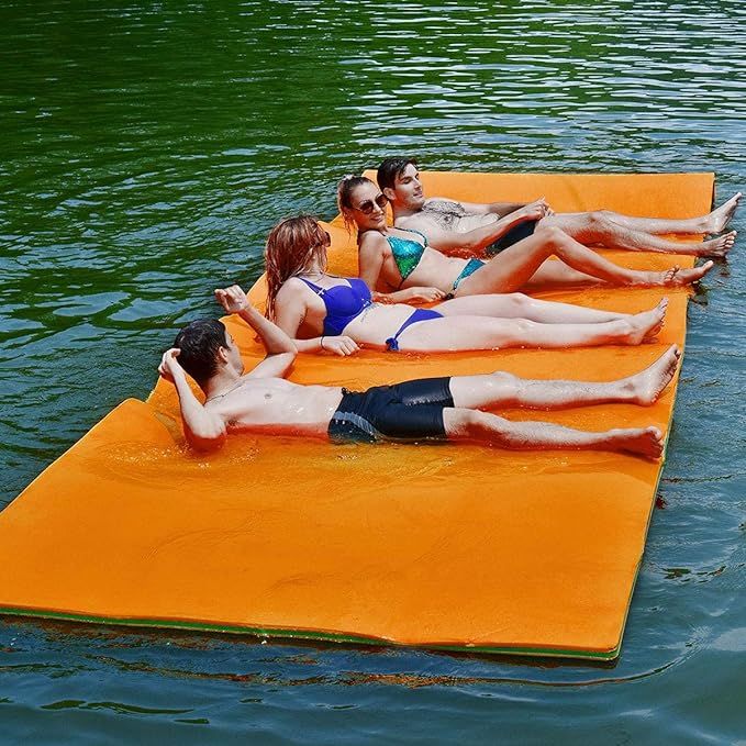 Goplus 12' x 6’ Floating Water Pad, 3-Layer Tear-Resistant XPE Foam Mat, with Mooring Device an... | Amazon (US)