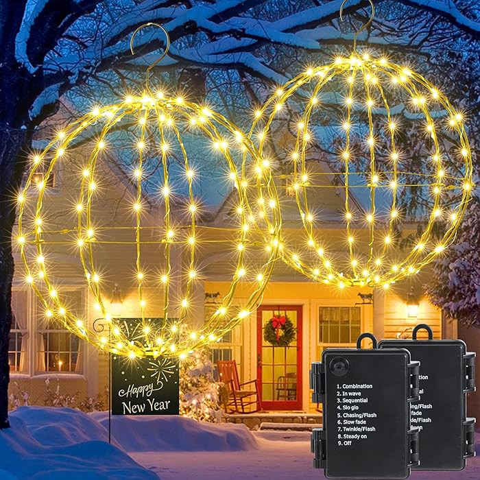 Joomer Christmas Battery Operated Ball Lights Outdoor 2 Pack 13IN & 11IN Foldable Metal Sphere Ha... | Amazon (CA)