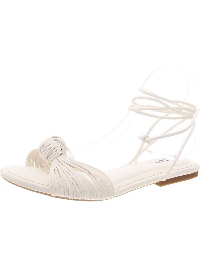 On 34th Womens Jenniee Faux Leather Flat Strappy Sandals | Walmart (US)