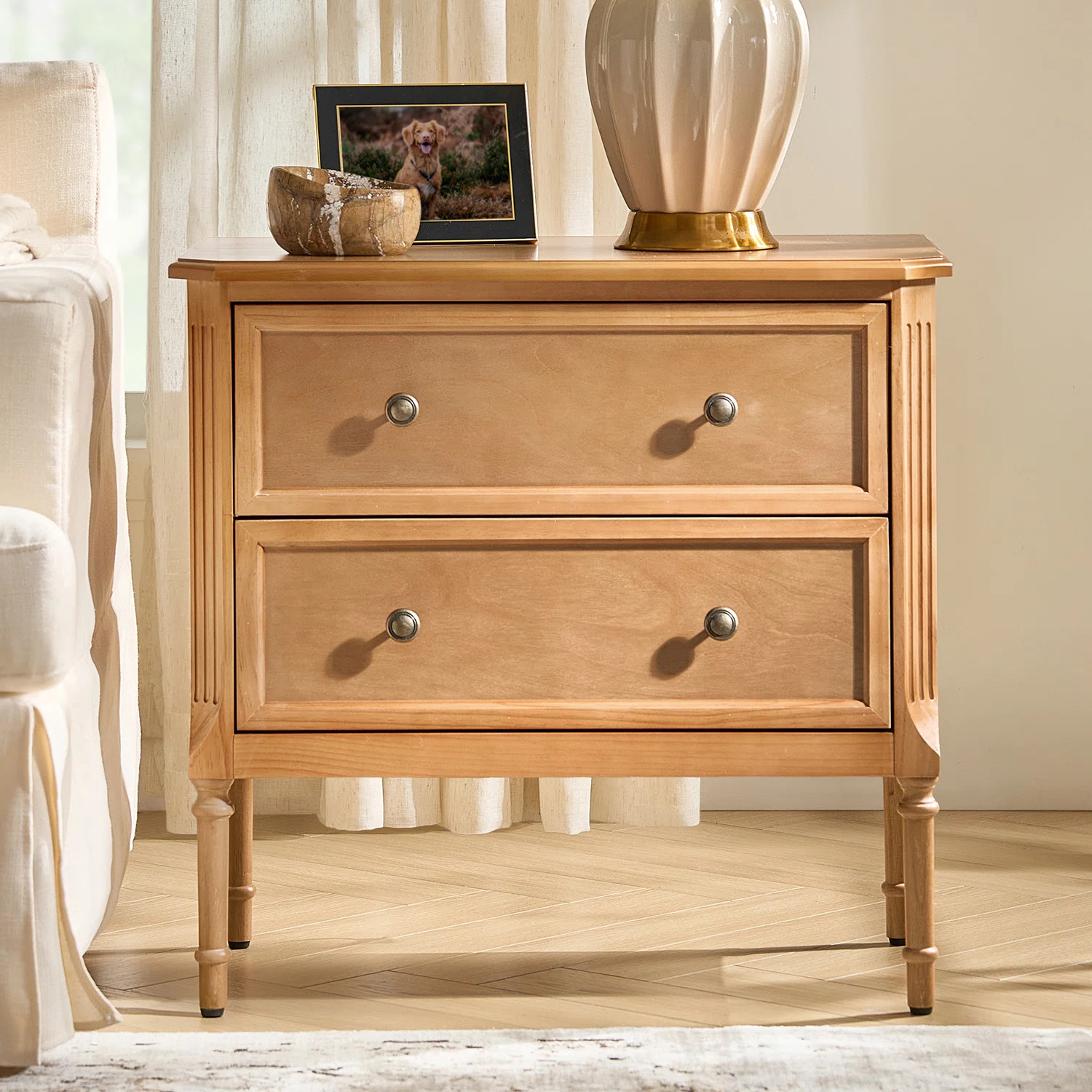 Poston Transitional 28''W 2 Drawer End Table with Charging Station and Simple Assembly | Wayfair North America