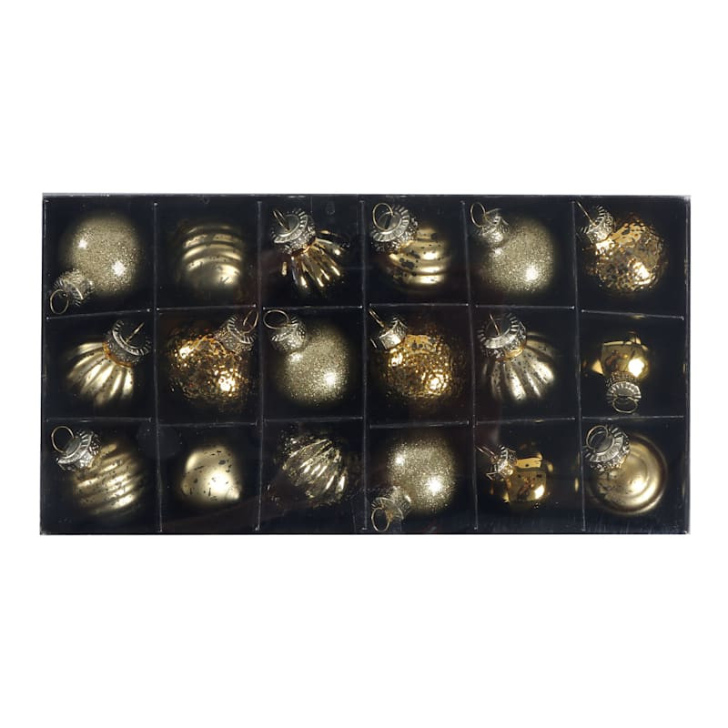 18-Count Gold Mix Glass Ornaments | At Home