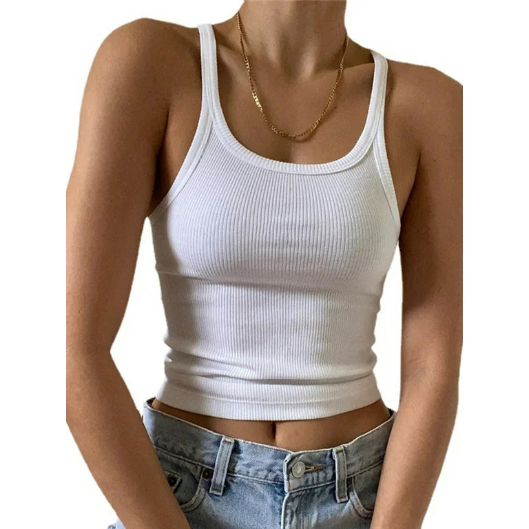UVN Tank Tops for Women Ribbed Knit Sleeveless Tops Casual Camisoles Slim Fitted Basic Tank Tops | Walmart (US)