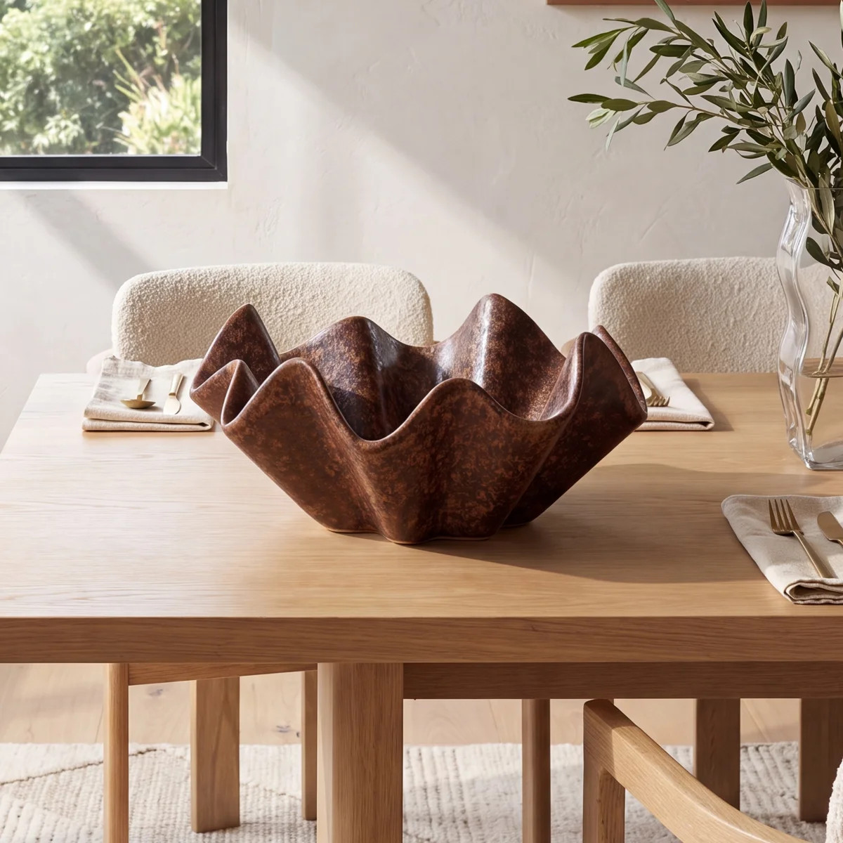 Round Stoneware Ruffled Bowl with Reactive Glaze | Wayfair North America