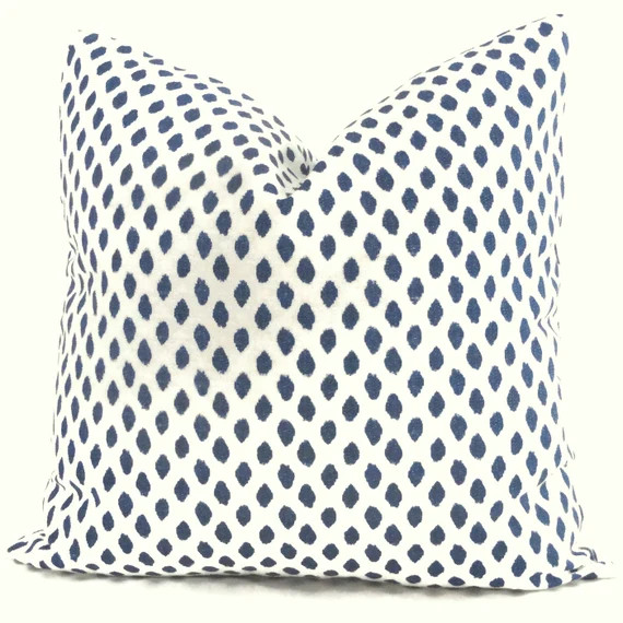 Lacefield White and Navy Blue Dot Decorative Pillow Covers Square, Eurosham or Lumbar Pillow - Ac... | Etsy (US)
