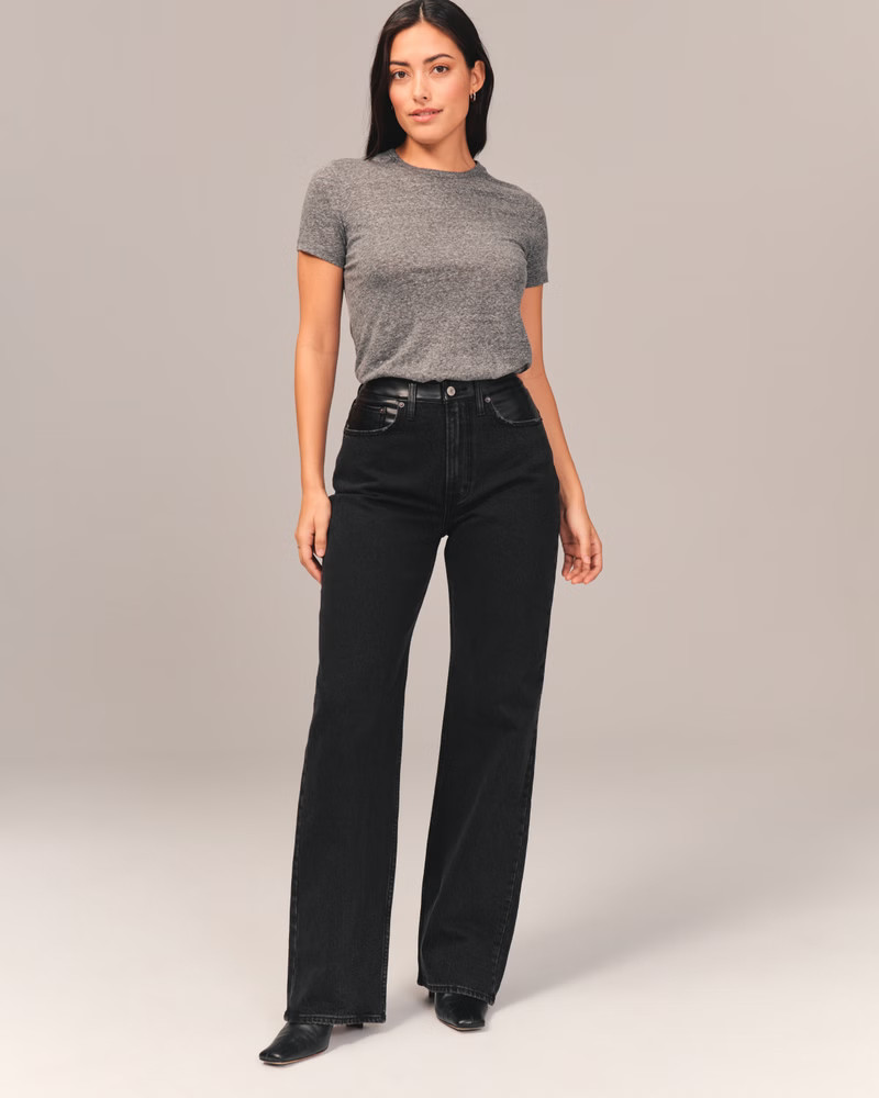 Mixed Fabric Curve Love High Rise 90s Relaxed Jean | Abercrombie & Fitch (US)