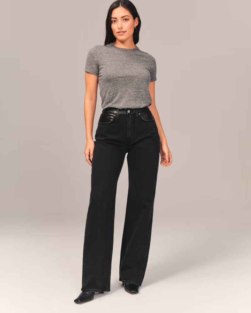 Women's Mixed Fabric Curve Love High Rise 90s Relaxed Jean | Women's Bottoms | Abercrombie.com | Abercrombie & Fitch (US)