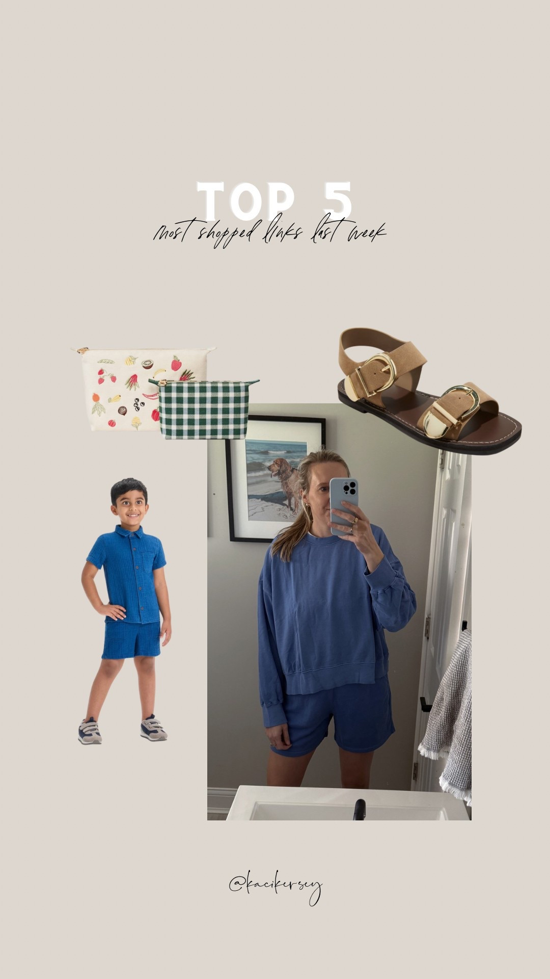 TOP FIVE | last week’s most shopped links:

Stunning sandals that are giving Zara but for under $30, the cutest pack of zip pouches that I use in my mom bag/diaper bag, blue button down set for a toddler boy and my latest matching set obsession — loving this blue but just ordered a neutral too! Sizing tip: size way up (like 2 sizes!) in the sweatshirt for it to fit as shown on me vs cropped, shorts are TTS.

#LTKSeasonal #LTKSaleAlert #LTKStyleTip