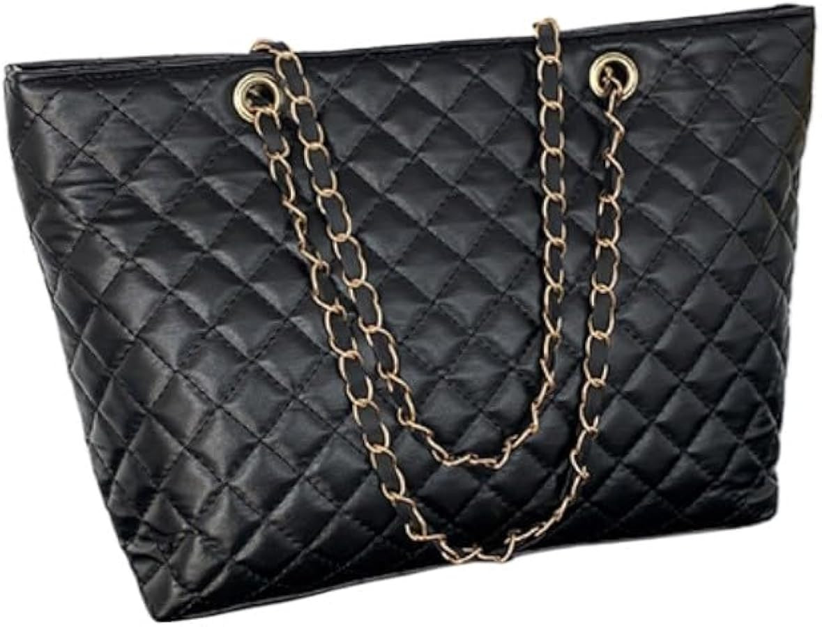 Large Double Strap Tote, Genuine Leather Shoulder Bag with Detachable Chain for Women | Amazon (US)