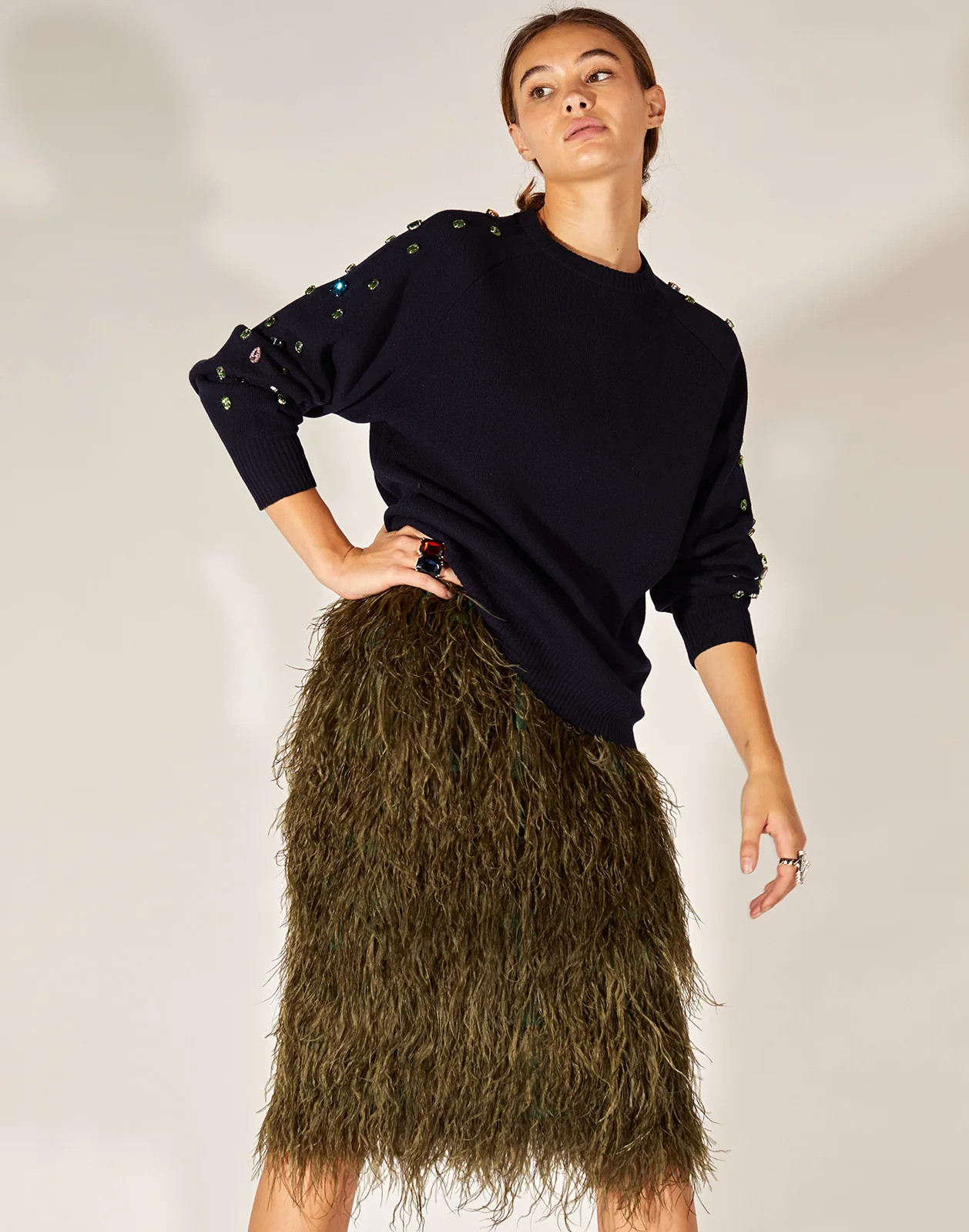 Midi Feather Skirt | Cynthia Rowley