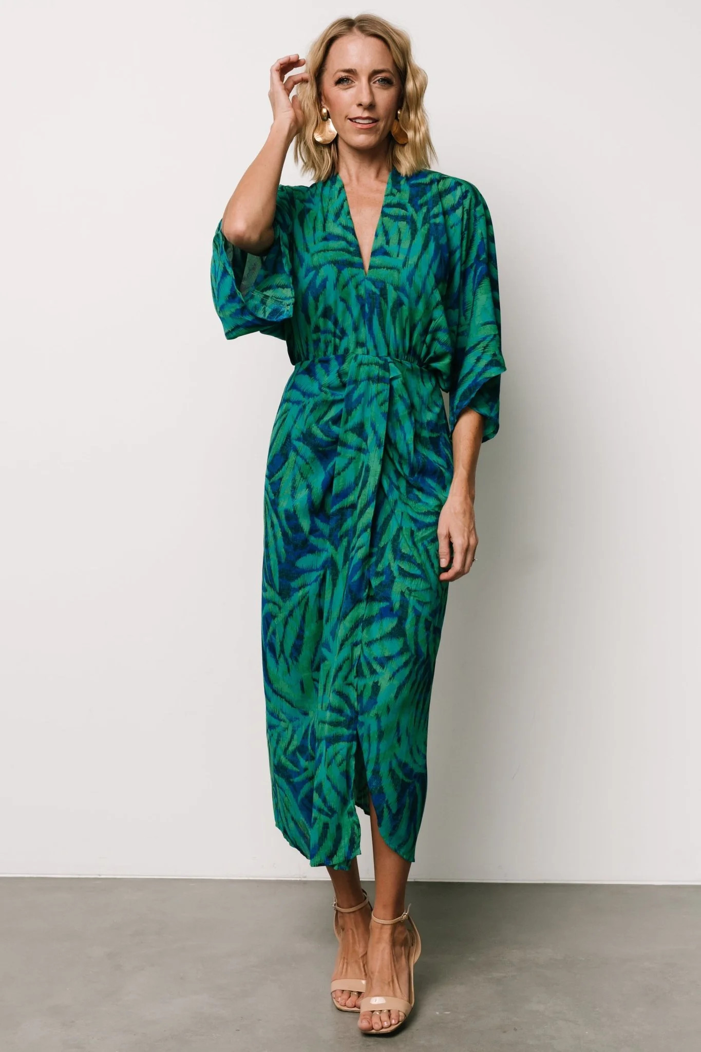 Janessa Midi Dress | Green + Blue Print | Baltic Born