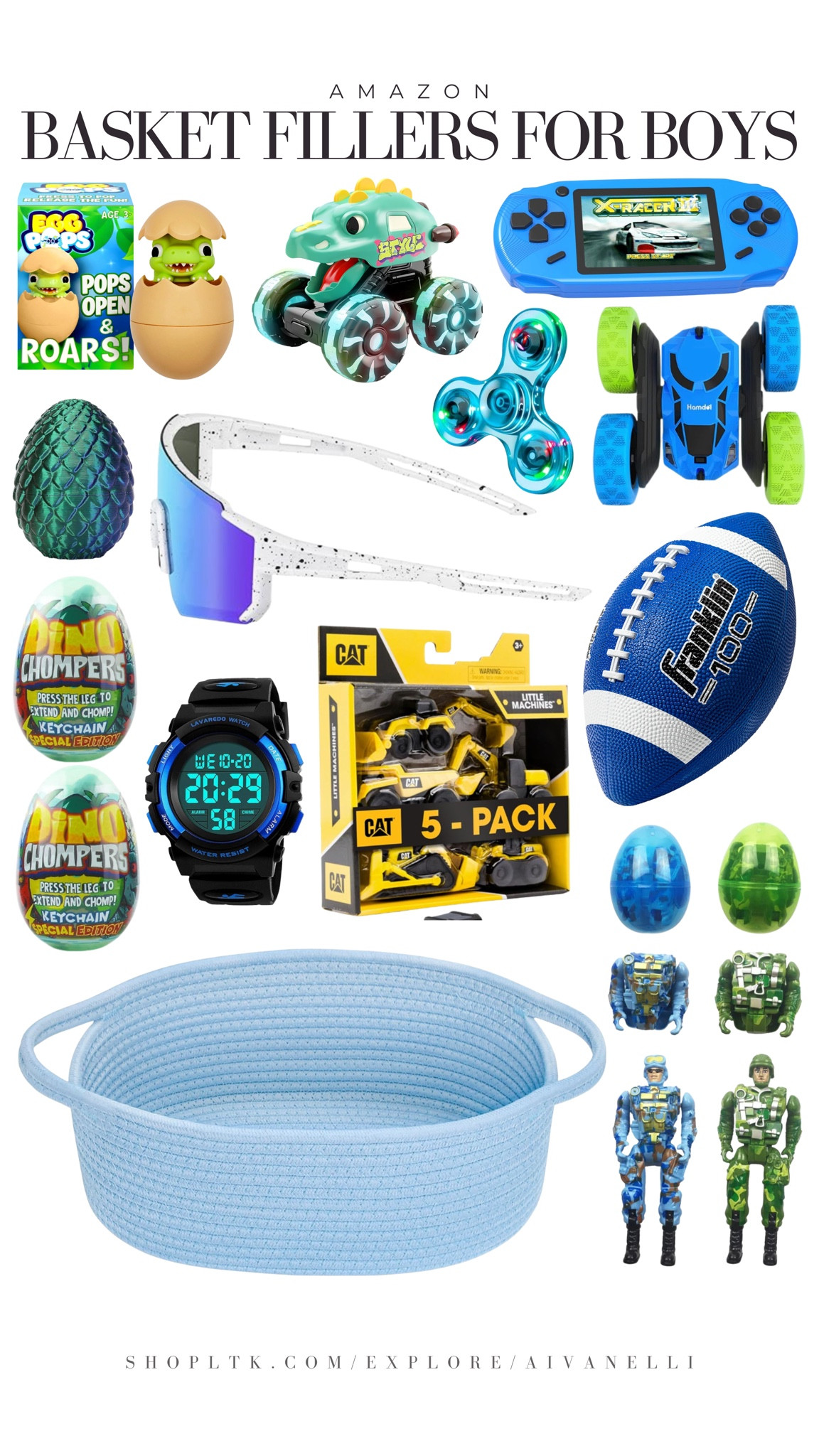 Amazon Easter basket fillers for boys

young boys Easter basket toys
Easter themed kids books
spring outfits for little boys
toy cars and trucks
building blocks and Lego sets
sports balls and outdoor toys
Easter pajamas for boys
kids sunglasses and hats
snack packs and candy treats

#LTKSeasonal #LTKSaleAlert #LTKKids
