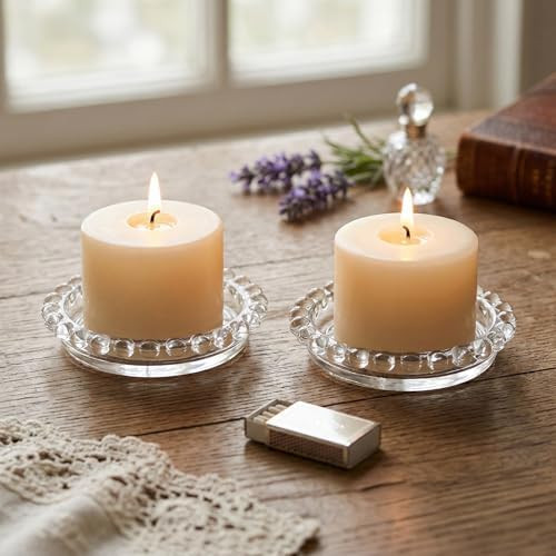 2PCS Crystal Bubble Candle Dish & Holder: Clear Decorative Multiuse Glass Tray for Kitchen Island... | Amazon (US)