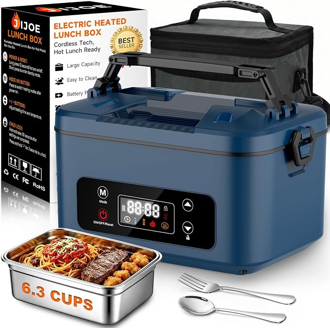 Cordless Electric Lunch Box, 25000mAh Battery Warmer, 6.3-Cup Steel | Amazon (US)