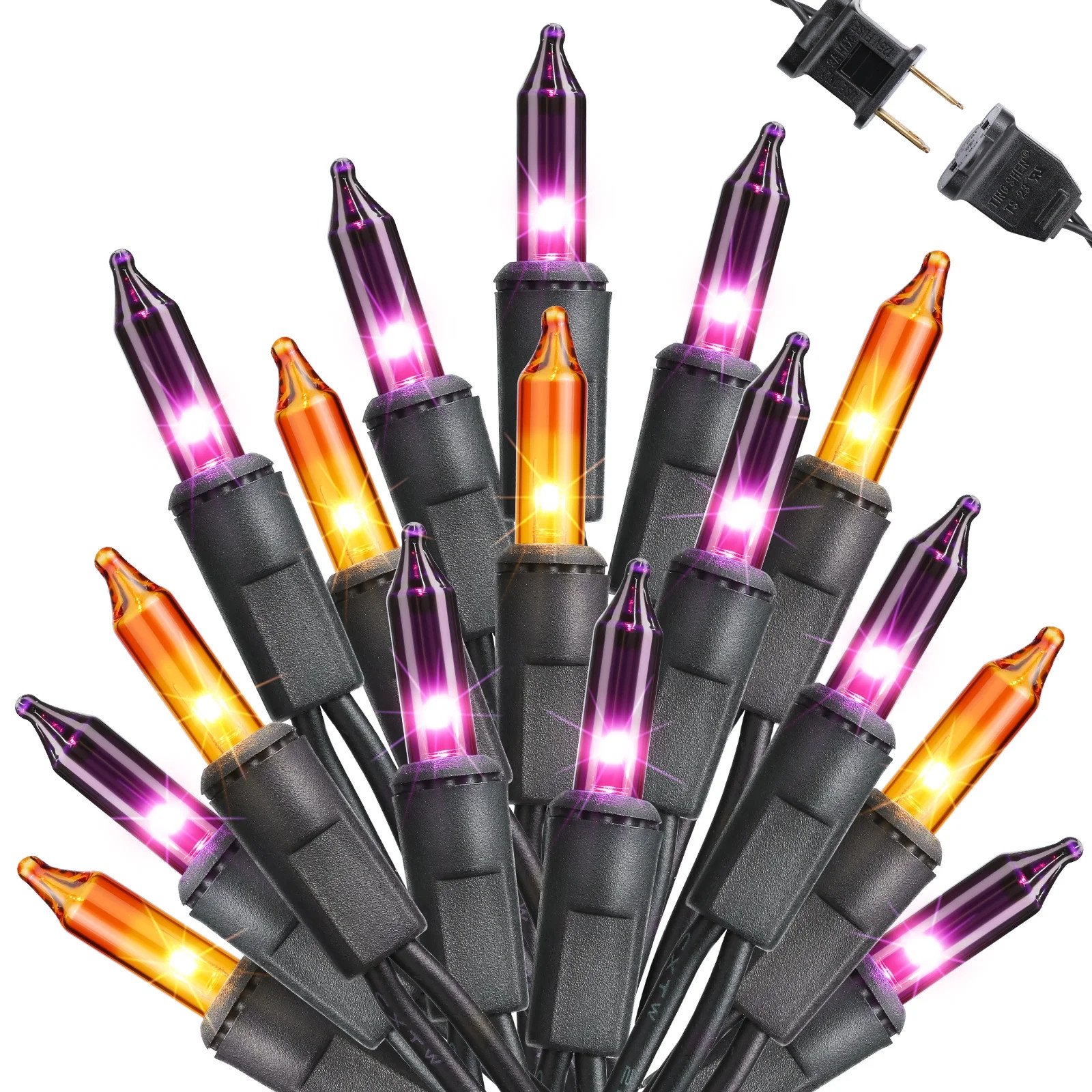 Toodour Orange & Purple Halloween Lights, 27ft 100 Count Incandescent Halloween String Lights, UL... | Walmart (US)