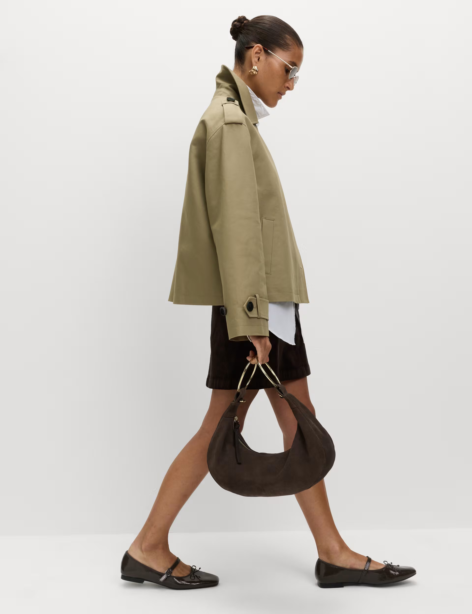 Cotton Rich Asymmetric Short Trench Coat | M&S Collection at M&S | Marks & Spencer (UK)