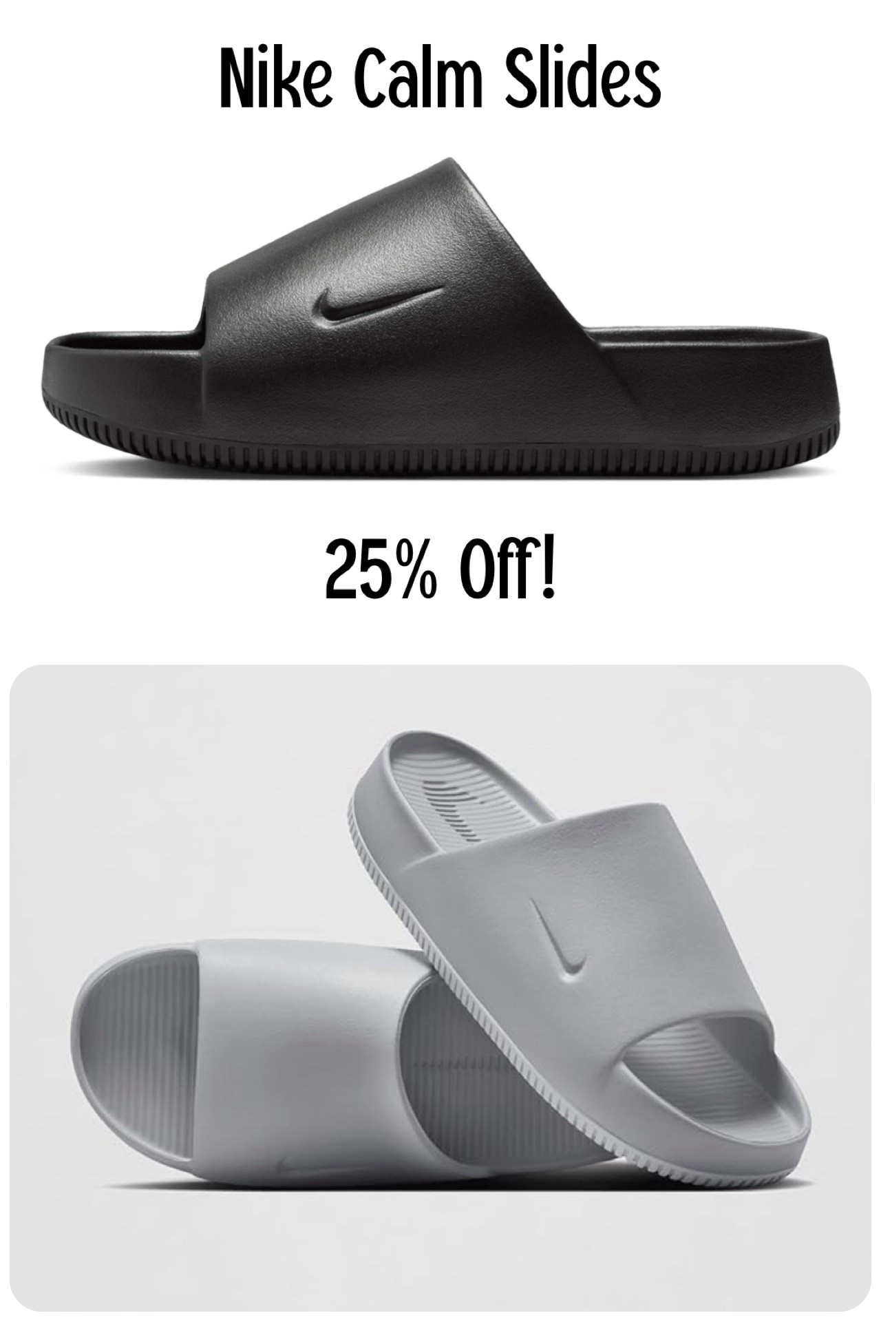 Nike Calm Slides hardly ever go on sale (I haven’t seen this sale price in a year), and Amazon has a Flash Deal today to get them for $41.25 - normally $55! Four neutral colors to choose from, and I can personally attest that both teens and adults love these. They make an excellent gift! 🎁 

#LTKGiftGuide #LTKSaleAlert #LTKShoeCrush