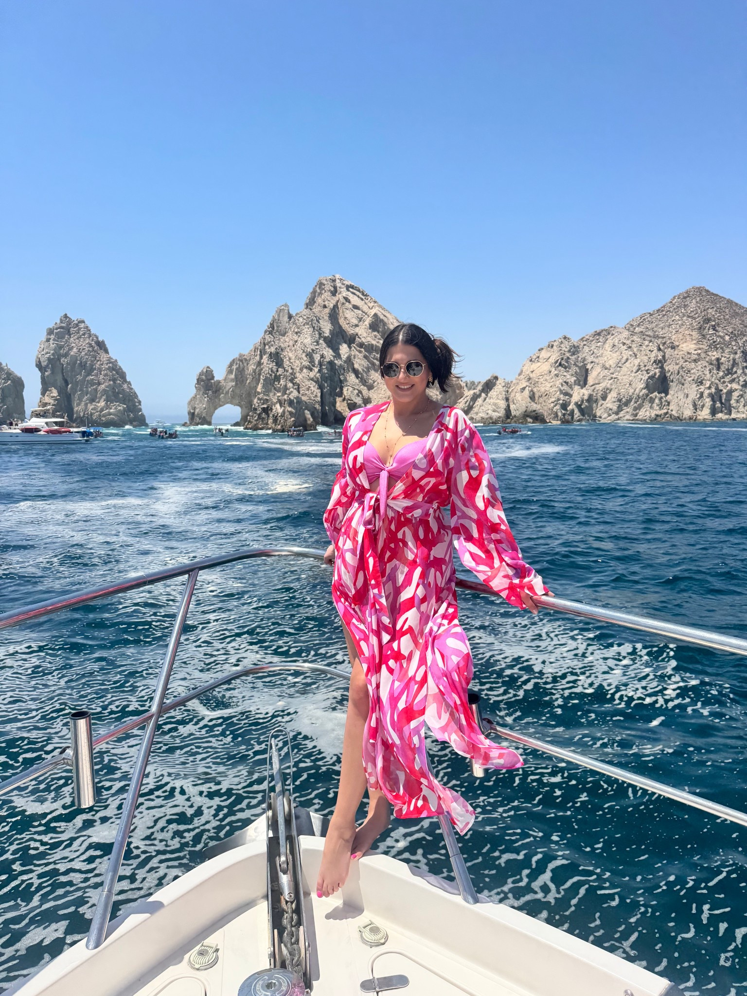 Boating in Cabo! #arch #cabo #coverup #kimono #bikini #sunglasses #boatday #yacht 

#LTKSwim #LTKTravel #LTKActive