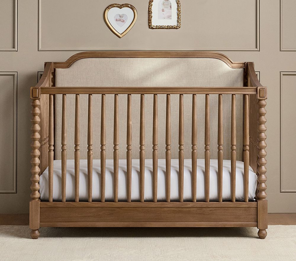 Chris Loves Julia Stacked Ball Upholstered 4-in-1 Convertible Crib | Pottery Barn Kids