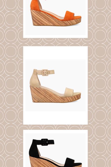 Wedge statement sandals. Kid suede in neural or a pop of vibrant color. A great addition to any style. Heel size 3 1/4 in. 

#LTKStyleTip #LTKSeasonal #LTKShoeCrush
