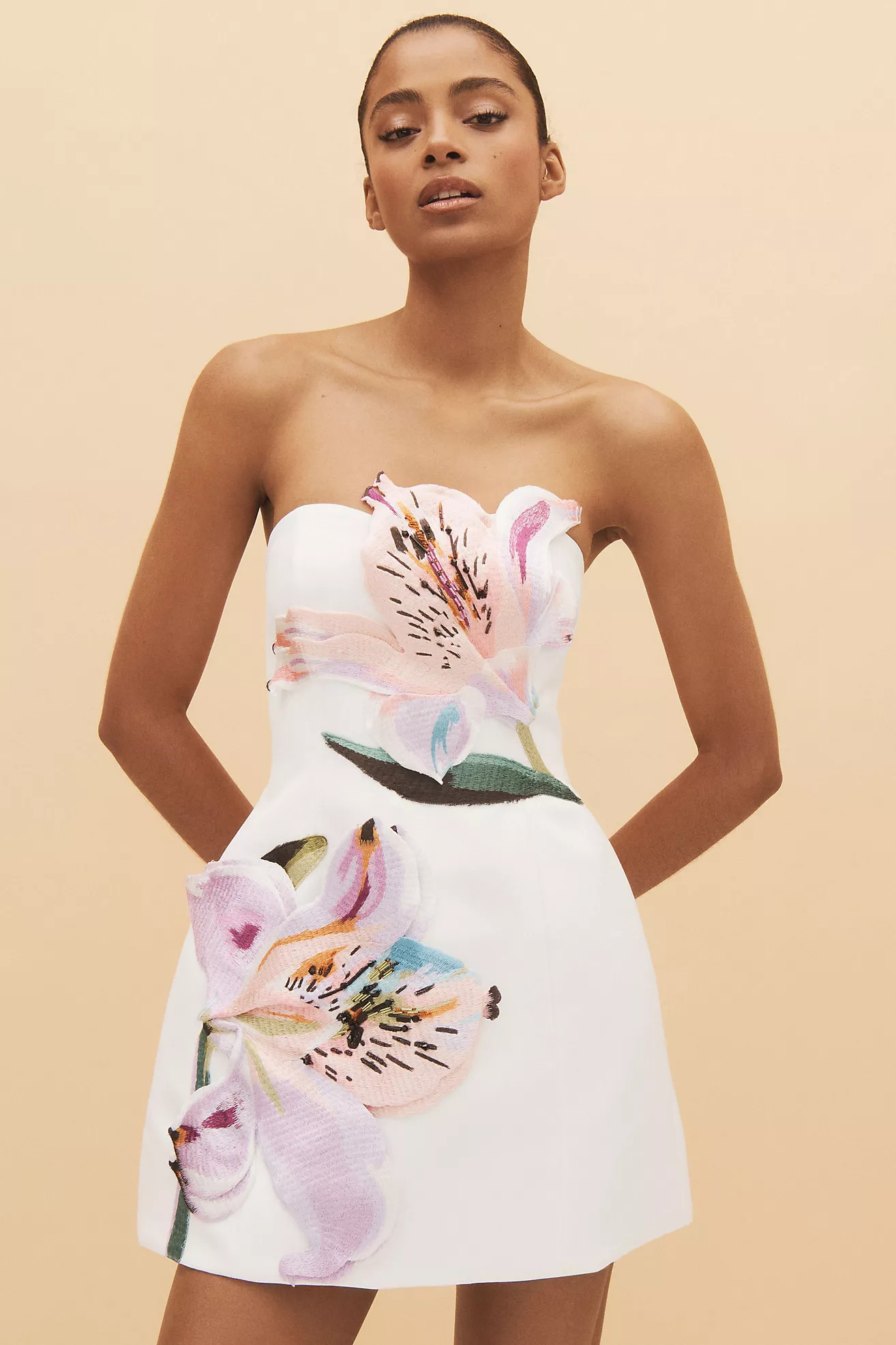 LEO LIN Rosario Floral Appliqué Mini Dress | Anthropologie (US)