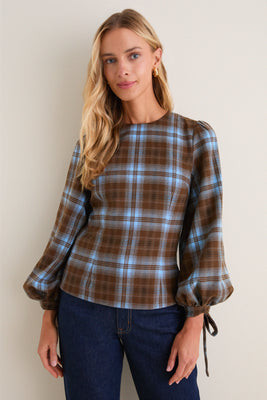 Chocolate Sky Plaid Ellery Blouse | Tuckernuck (US)