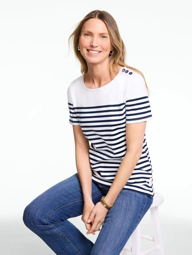 Authentic Talbots Tee - Bayside Stripe | Talbots