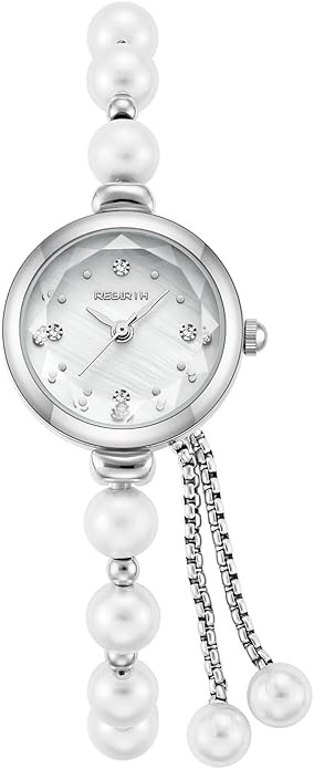 Reginald Elegant Pearl Silver Watch for Womens Dress Fashion Round Small dial Women Analog Quartz... | Amazon (US)
