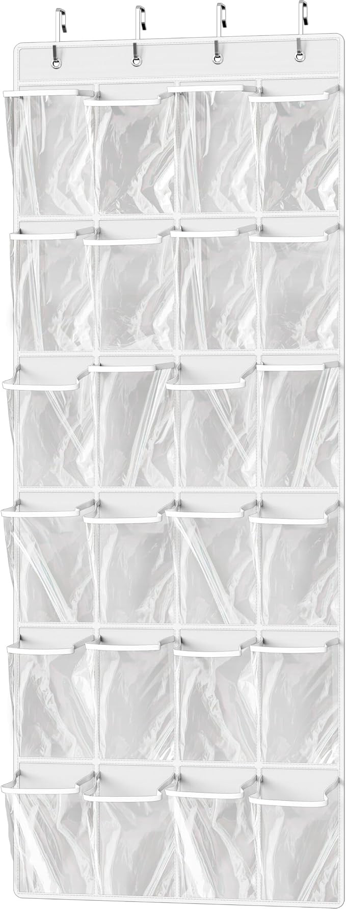 Simple Houseware 24 Pockets Large Clear Over the Door Shoe Organizer, White | Amazon (US)