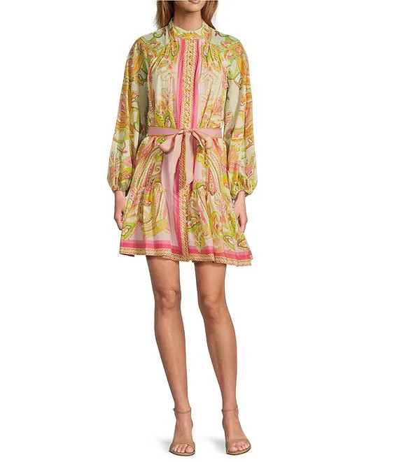 Scarf Print Floral Border Print Brynn Dress | Dillard's