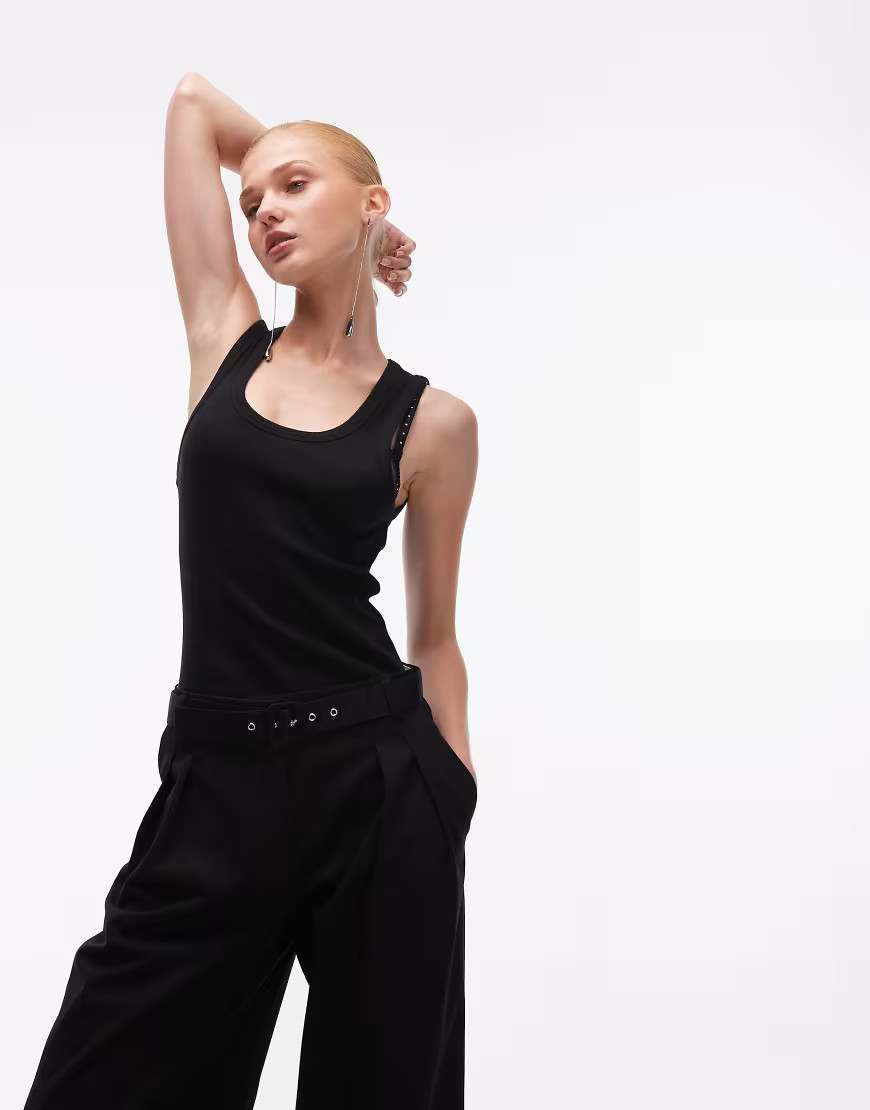 ASOS DESIGN thick binding rib scoop neck vest in black | ASOS (Global)
