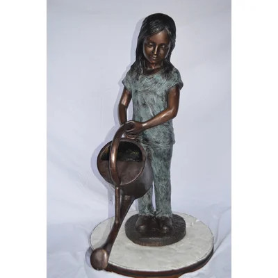 Girl gardening bronze statue - fountain - Size: 27"L x 14"W x 41"H. | Wayfair North America