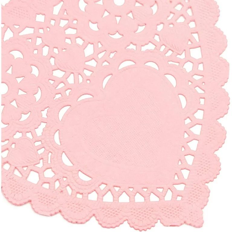 200 Piece Pink Disposable Heart Shape 6" Paper Doilies Lace for Art & Craft Valentine’s parties... | Walmart (US)