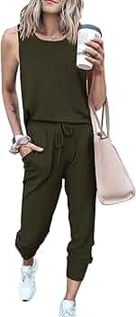 PRETTYGARDEN Women's Two Piece Outfit Sleeveless Crewneck Tops with Sweatpants Active Tracksuit L... | Amazon (US)