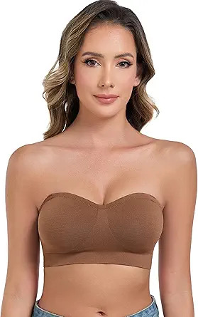 ANGOOL Strapless Bras for Women Wirefree Non-Slip Tube Top Invisible Bralette Seamless Padded Ban... | Amazon (US)