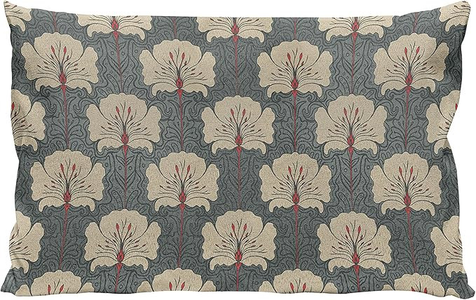 Ambesonne Floral Throw Pillow Cushion Case, Art Nouveau Style Romantic Poppy Flowers and Ornate N... | Amazon (US)