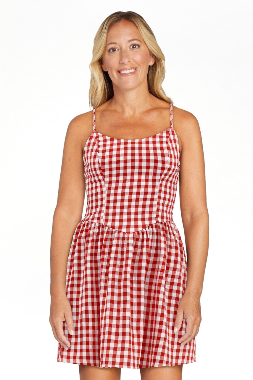 No Boundaries Seersucker Gingham Mini Dress, Women's - Walmart.com | Walmart (US)