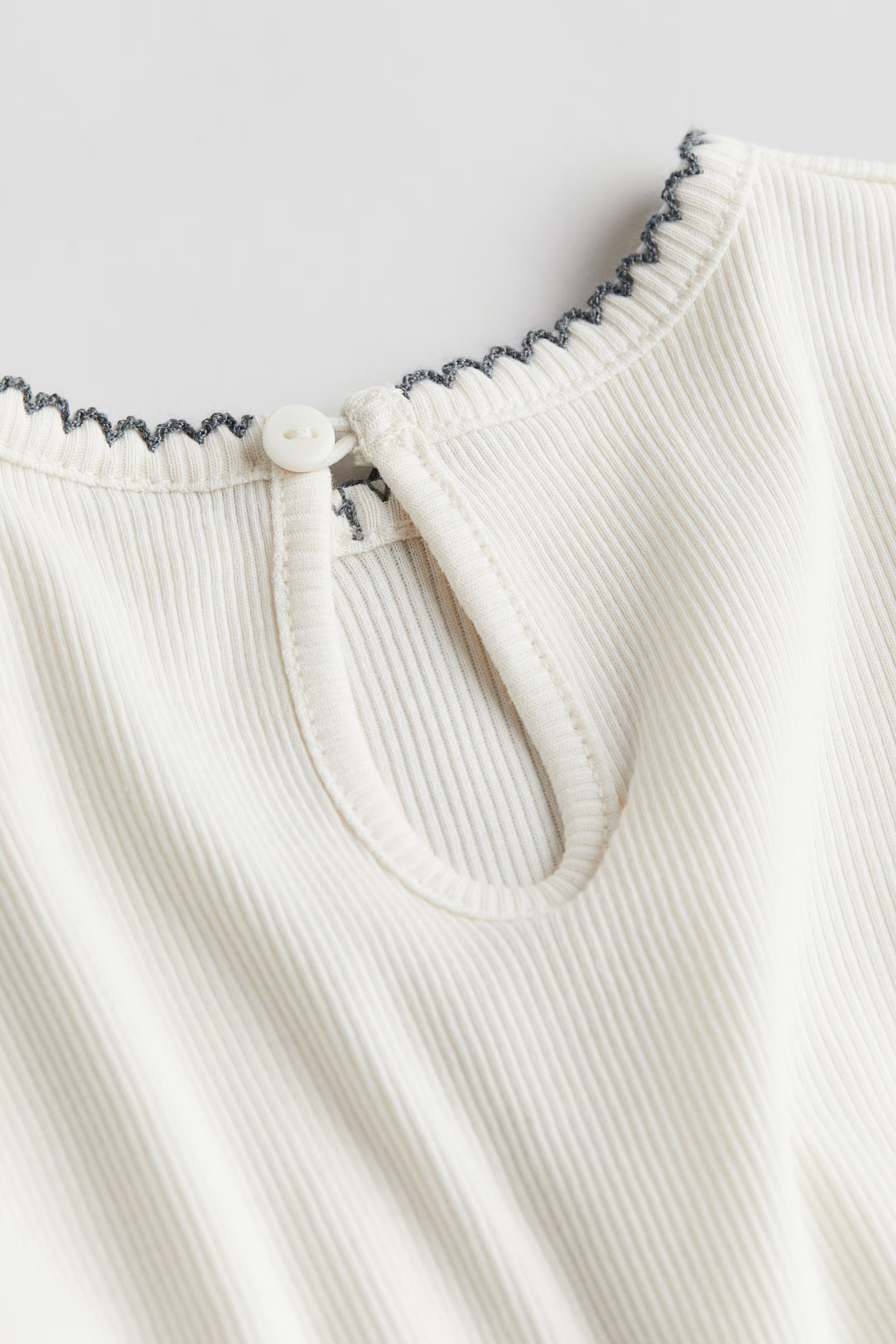 Ribbed Jersey Top - Round Neck - Short sleeve - Cream - Kids | H&M US | H&M (US + CA)