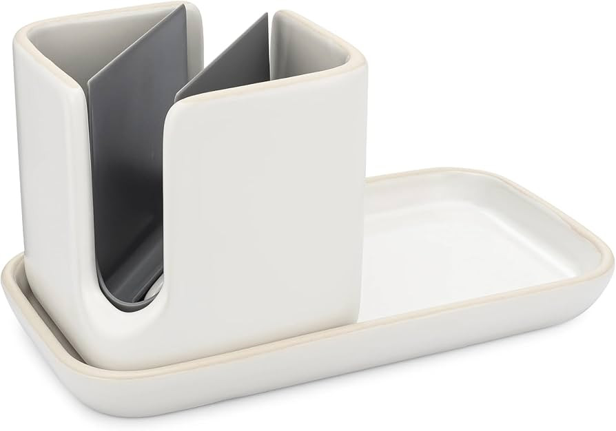 Full Circle Stash, Ceramic Kitchen Sink Caddy, Stylish Sponge Holder & Dish Brush Organizer, Easy... | Amazon (US)