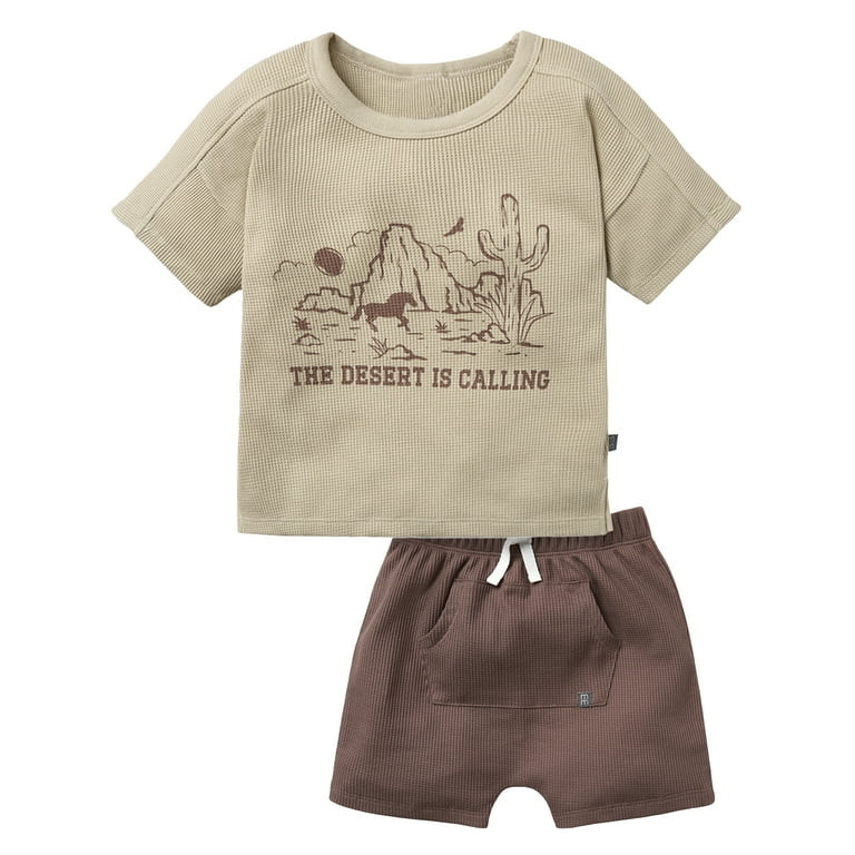 Modern Moments by Gerber Toddler Boy Organic Top and Shorts Outfit Set, Sizes 12M-5T | Walmart (US)